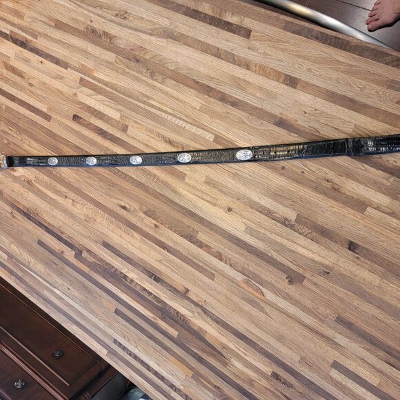 Mens Black Leather Golf Belt Golf Swing Buckle Club Medallions - Picture 7 of 12